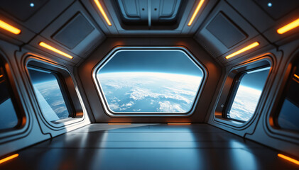 View from a spacestation orbiting a planet.