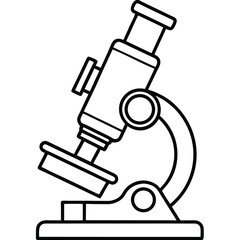 Minimal Line-Art Microscope Illustration – Blue Toned Scientific Icon for Education, Research, and Laboratory Use, Microscope Line Icon, Lab Equipment Vector, Science Tool Illustration
