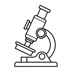 Minimal Line-Art Microscope Illustration – Blue Toned Scientific Icon for Education, Research, and Laboratory Use, Microscope Line Icon, Lab Equipment Vector, Science Tool Illustration
