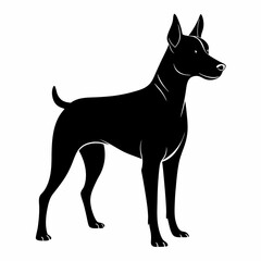 Dog Stand Up Silhouette Vector – Strong and Alert Canine Illustration, Standing Dog Silhouette – Black Vector Art, Alert Dog Icon – Guard Canine Illustration, Dog Outline Vector – Pet Silhouette