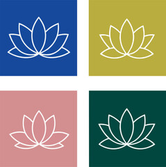 Colorful lotus flower minimalist icons in four quadrants