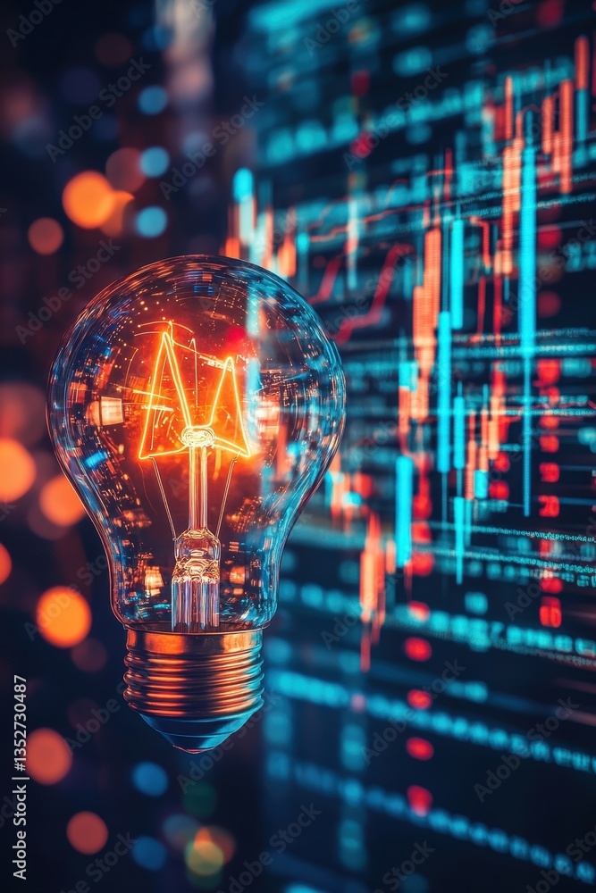Poster the spark of innovation: a glowing light bulb symbolizing innovative ideas, insights, and potential,