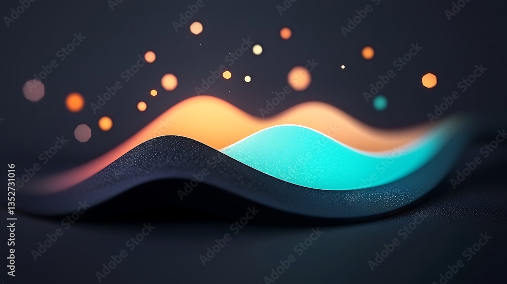 Poster Abstract Glowing Particle Waveforms in Teal and Orange