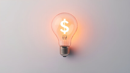 Light bulb with dollar sign isolated on a white background,