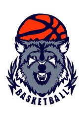 basketball loup logo club ballon cartoon
