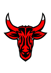 taureau corne face cartoon logo
