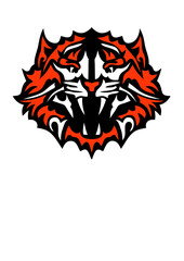  tigre gueule ouverte face cartoon dessin