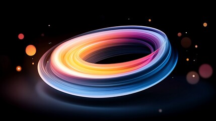 Abstract Light Patterns with Colorful Glowing Lines and Rings