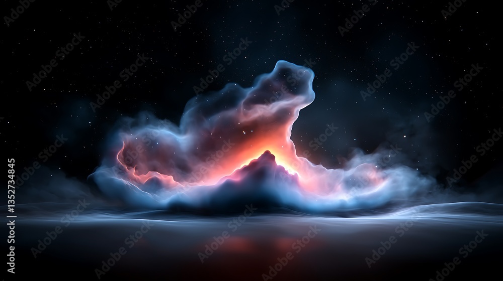 Poster abstract nebula cosmic threads of light and color
