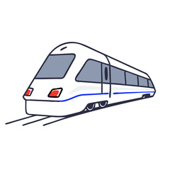 Modern train icon moving swiftly on tracks  