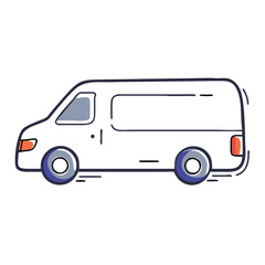 Travel van in motion on a white background  