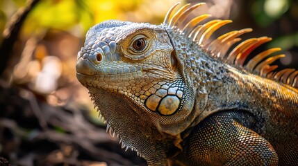 Fototapeta premium a green iguana in the wild 