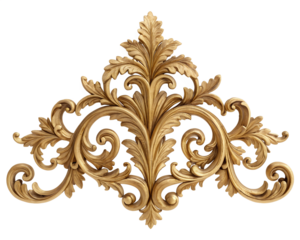 Gold Baroque Ornament on Transparent Background
