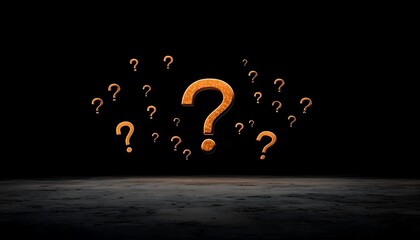 Golden Question Marks with Dark Background.