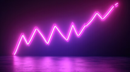 Neon Pink Graph Showing Rising Trend in Dark Environment