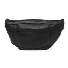 Cut out waist bag isolated on transparent background. Leather fanny pack, bum bag, waist belt bag with zipper for men women. unisex-style. PNG format. — Photography