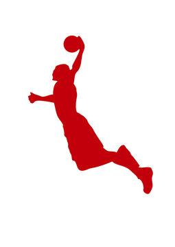 red silhouette basketball player dunking clip art preview