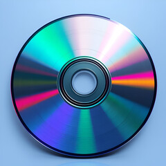 3D-rendered compact disc with a prismatic reflection, creating a nostalgic digital effect.