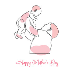 Mother and child line art, Mother and baby Outline Drawing, Mothers day , Mother and child concept, Happy Mother's day