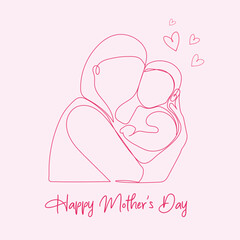  Mother holding newborn baby line drawing, line drawing of mother holding young child on her arm, mothers day , vector line art