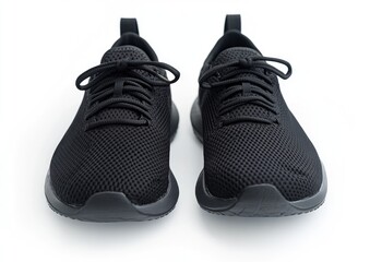 Black athletic shoes on white background (3)