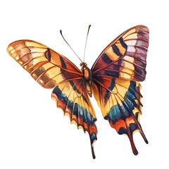 A watercolor vector painting of a butterfly, isolated on a white background. Butterfly vector.

