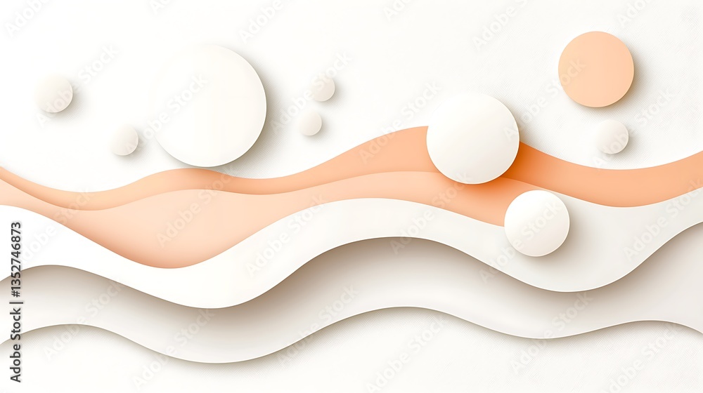 Poster abstract wavy patterns in soft beige and cream tones