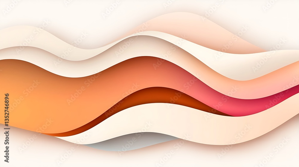 Poster abstract wavy patterns in soft beige and cream tones