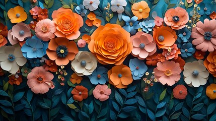 Vibrant Floral Arrangement with Paper Flowers: A Colorful and Artistic Display of Nature's Beauty, Ideal for Backgrounds and Art.