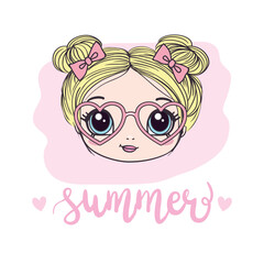 cute girl vector design. T-shirt print. Book illustrations for children. Romantic hand drawing poster. cartoon character