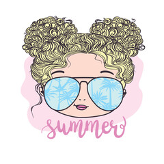 cute girl vector design. T-shirt print. Book illustrations for children. Romantic hand drawing poster. cartoon character