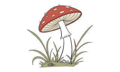 A cartoon mushroom vector art  silhouette illustration
white background.