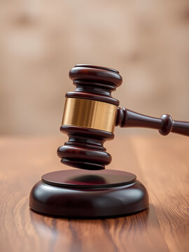 Compensatory damages law and wooden gavel.