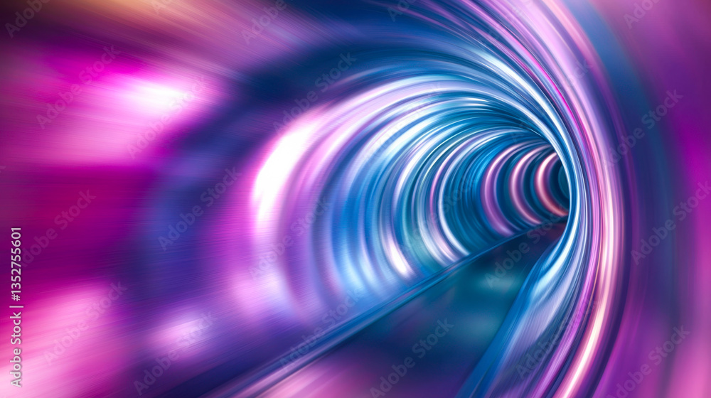Poster vibrant neon tunnel illuminated with colorful lights creating a futuristic atmosphere