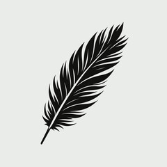 Obraz premium very simple flat and minimalist Feather Quill silhouette in black on a white background 