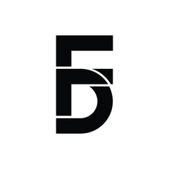 Letter DF or FD Initial Flat Letter Mark Design Modern Branding Logo