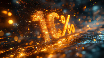 Sparkling 1% discount offer, cosmic background, marketing