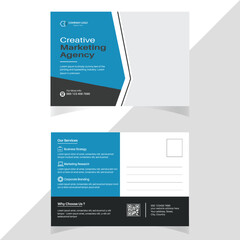 Vector Postcard Template Design for Business Promotions and Digital Marketing Agency Offline Ads
