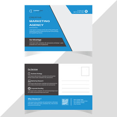 Vector Postcard Template Design for Business Promotions and Digital Marketing Agency Offline Ads