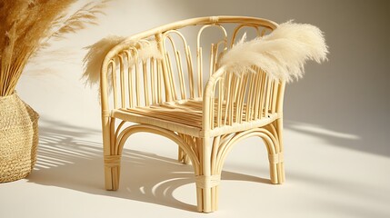 Light Beige Wicker Chair in Studio Setting