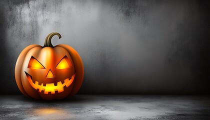 A Glowing Halloween Pumpkin Against a Dark Textured Background