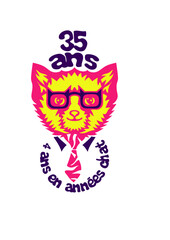 Fototapeta premium 35 ans annee chat anniversaire.