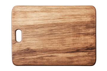 Large wooden cutting board with handle on white background, cut out