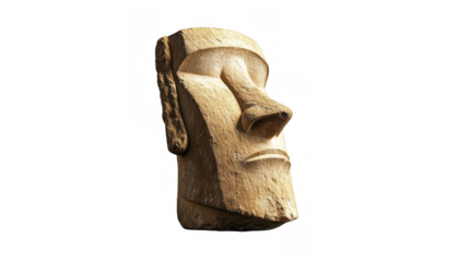 Moai statue from Easter Island displayed on a transparent background, showcasing its intricate carvings and cultural significance