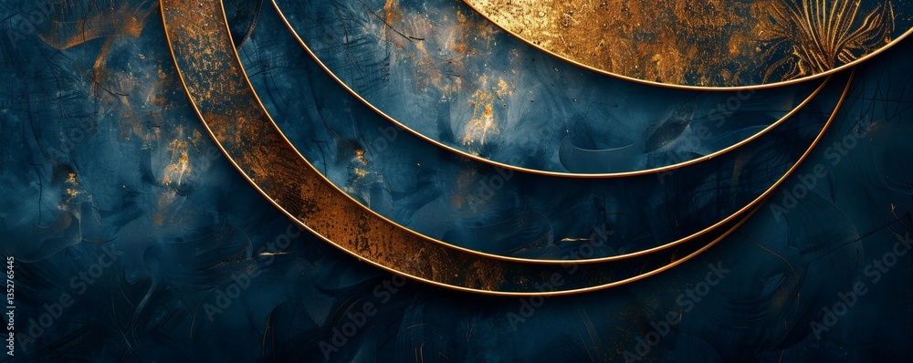Poster elegant overlapping geometric lines in gold create a luxurious feel against a deep navy background i