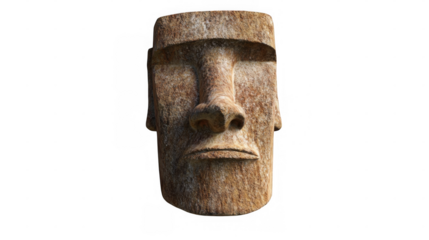 Moai statue from Easter Island showcasing ancient craftsmanship with detailed facial features and a rugged texture on a transparent background