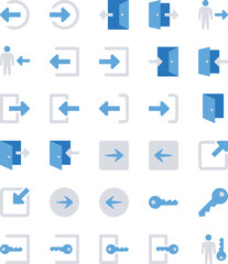 Blue color icons set for Login & logout.
