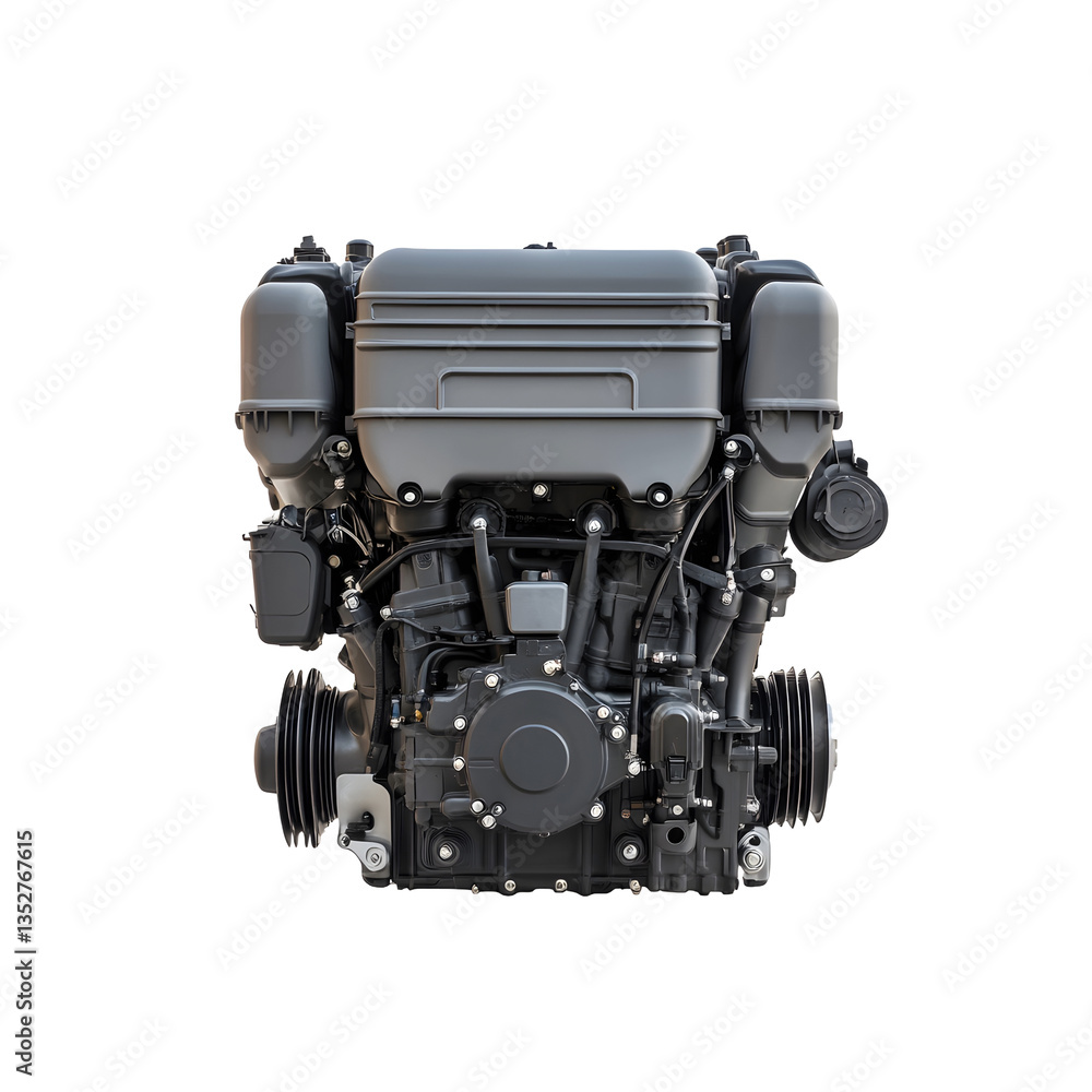 Poster high-performance engine showcasing engineering and design. features a detailed array of mechanical c
