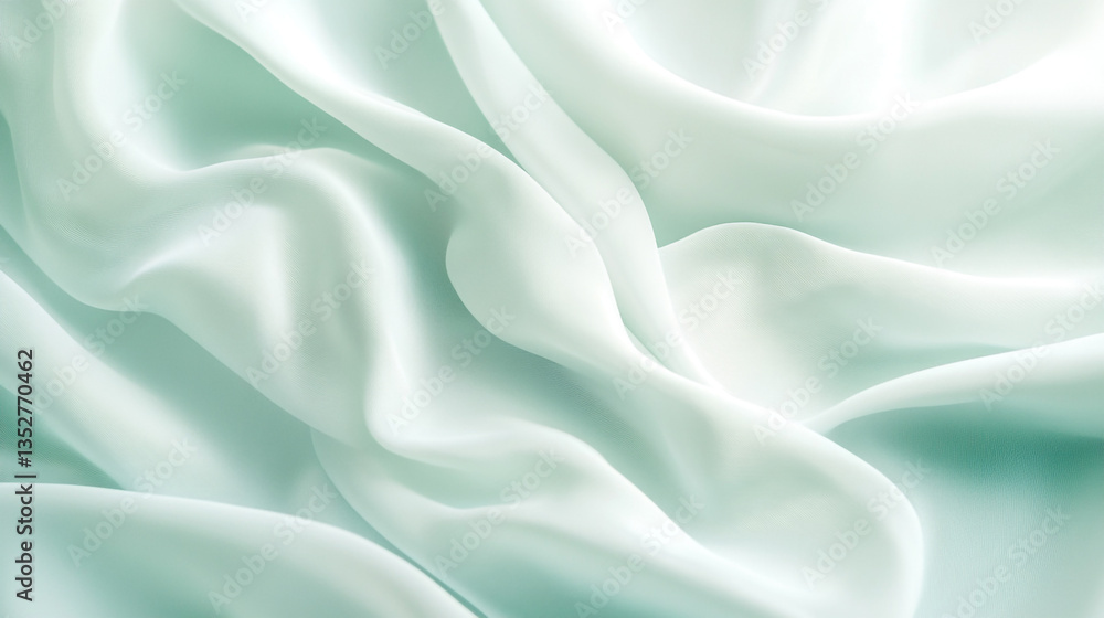 Poster a soft flowing light blue fabric with gentle folds creating a smooth and delicate texture design
