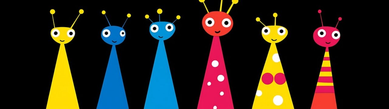 Colorful Cartoon Alien Characters.